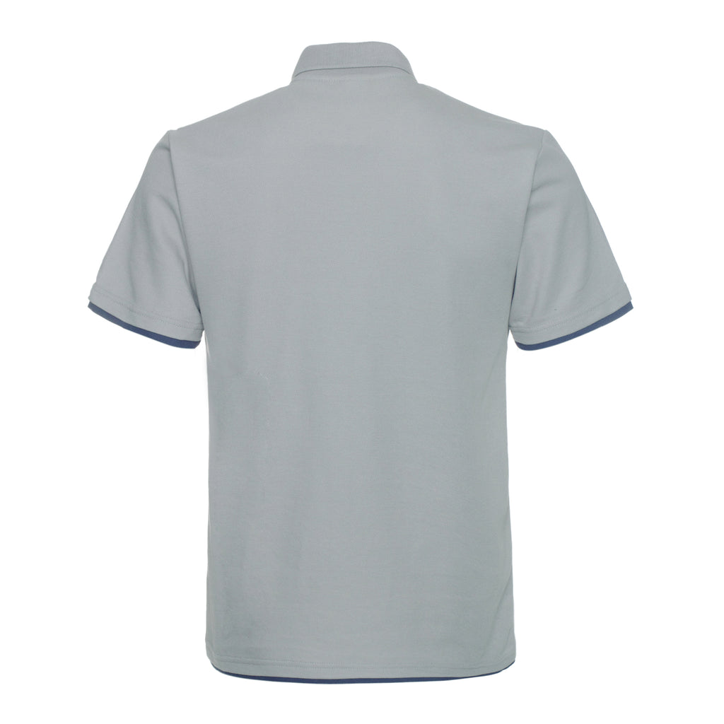 Polo QHA à manches courtes en coton piqué pour homme, gris/bleu marine