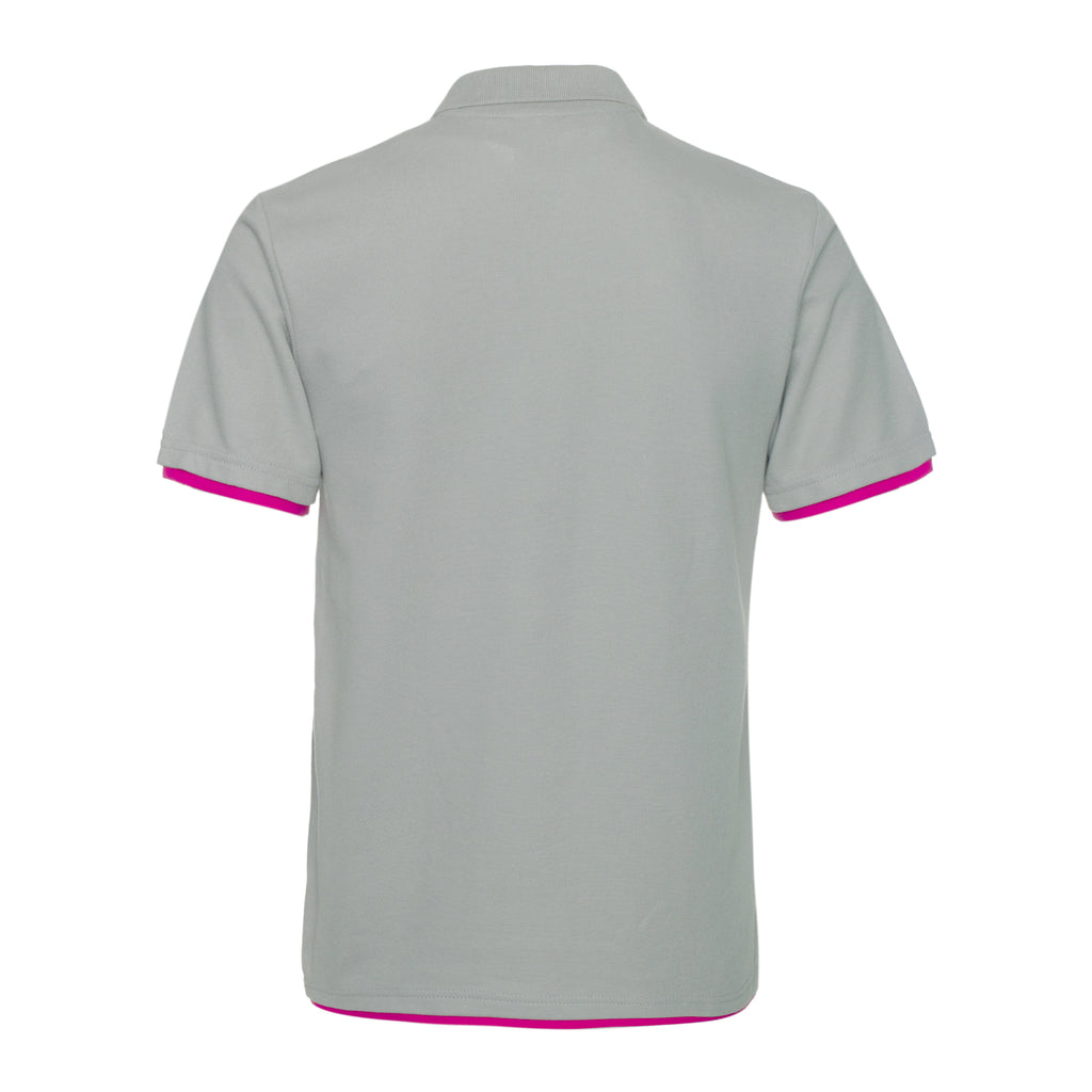 QHA Polo Homme Manches Courtes Coton Piqué Gris/Rose