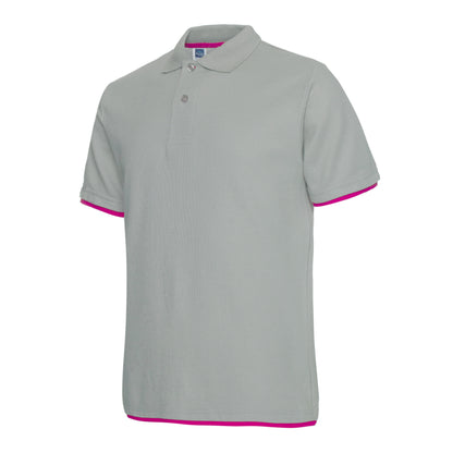 QHA Men's Unisex Piqué Polo Shirt Cotton Blend Contrast Collar 11 Colours S–2XL