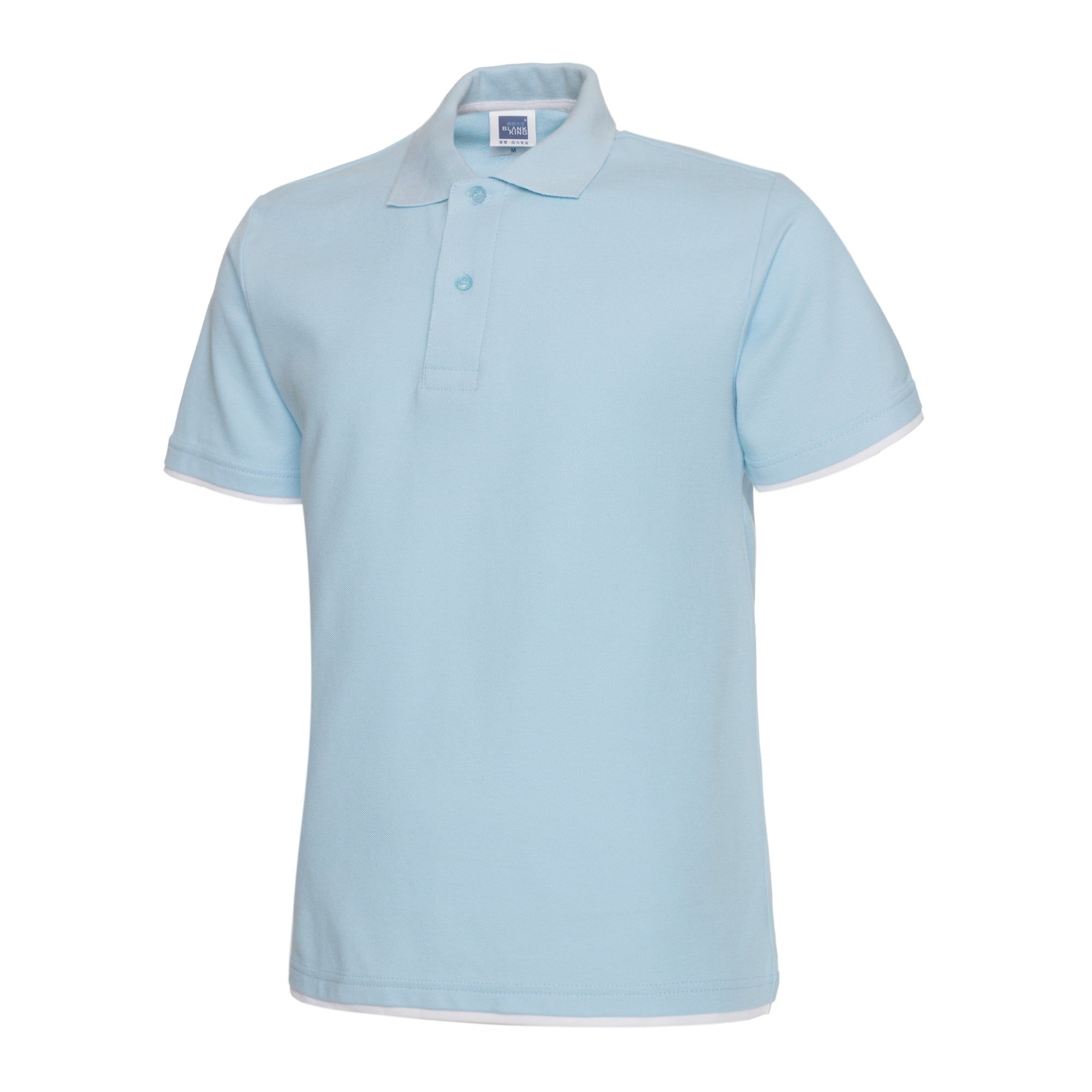Polo QHA à manches courtes en coton piqué pour homme, bleu ciel/blanc