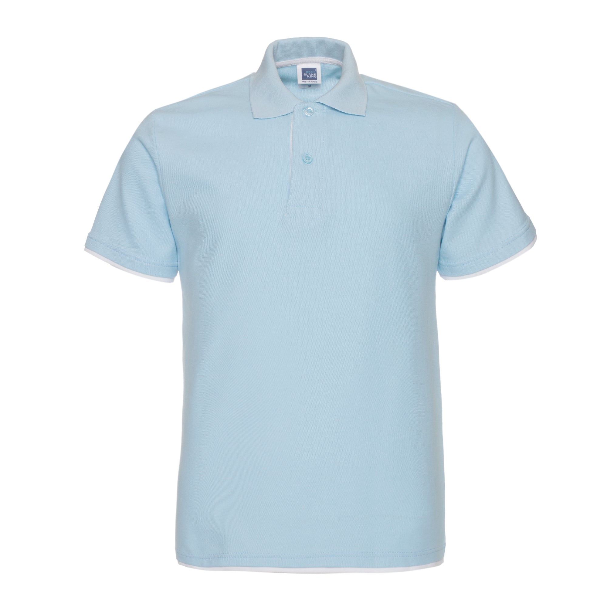 Polo QHA à manches courtes en coton piqué pour homme, bleu ciel/blanc