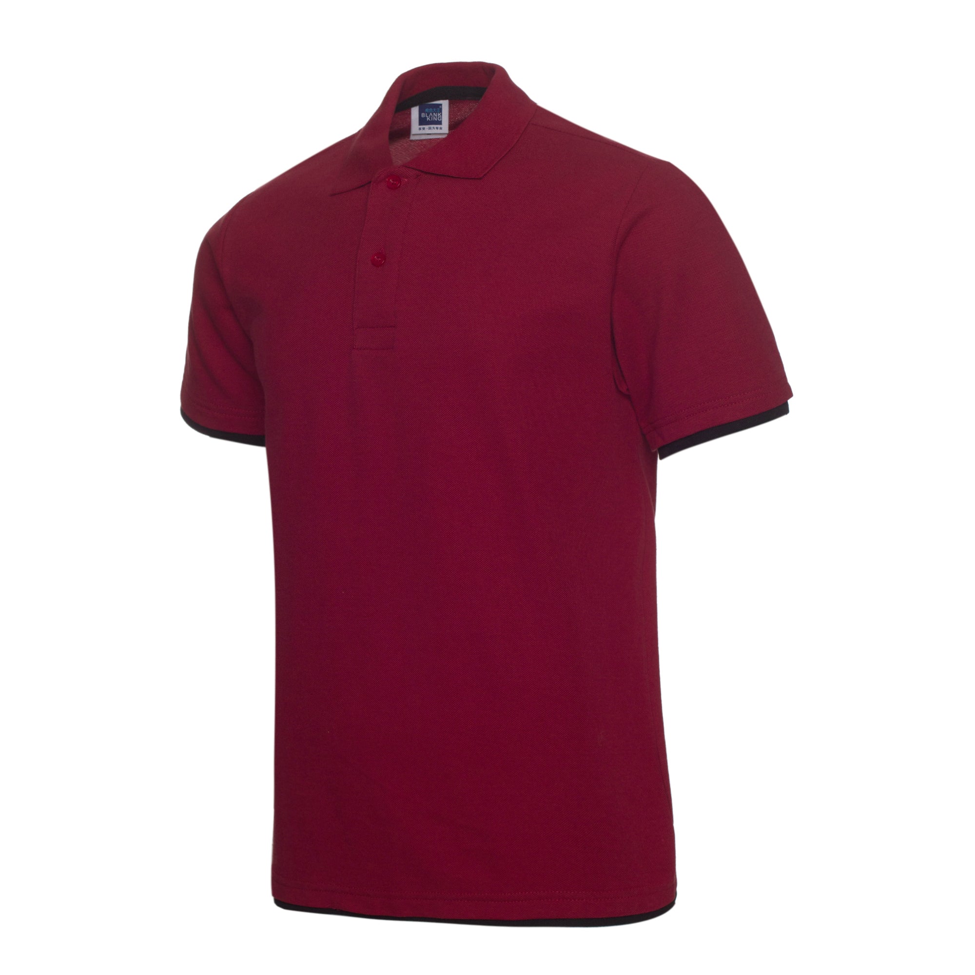 Polo QHA à manches courtes en coton piqué pour homme, bordeaux/noir