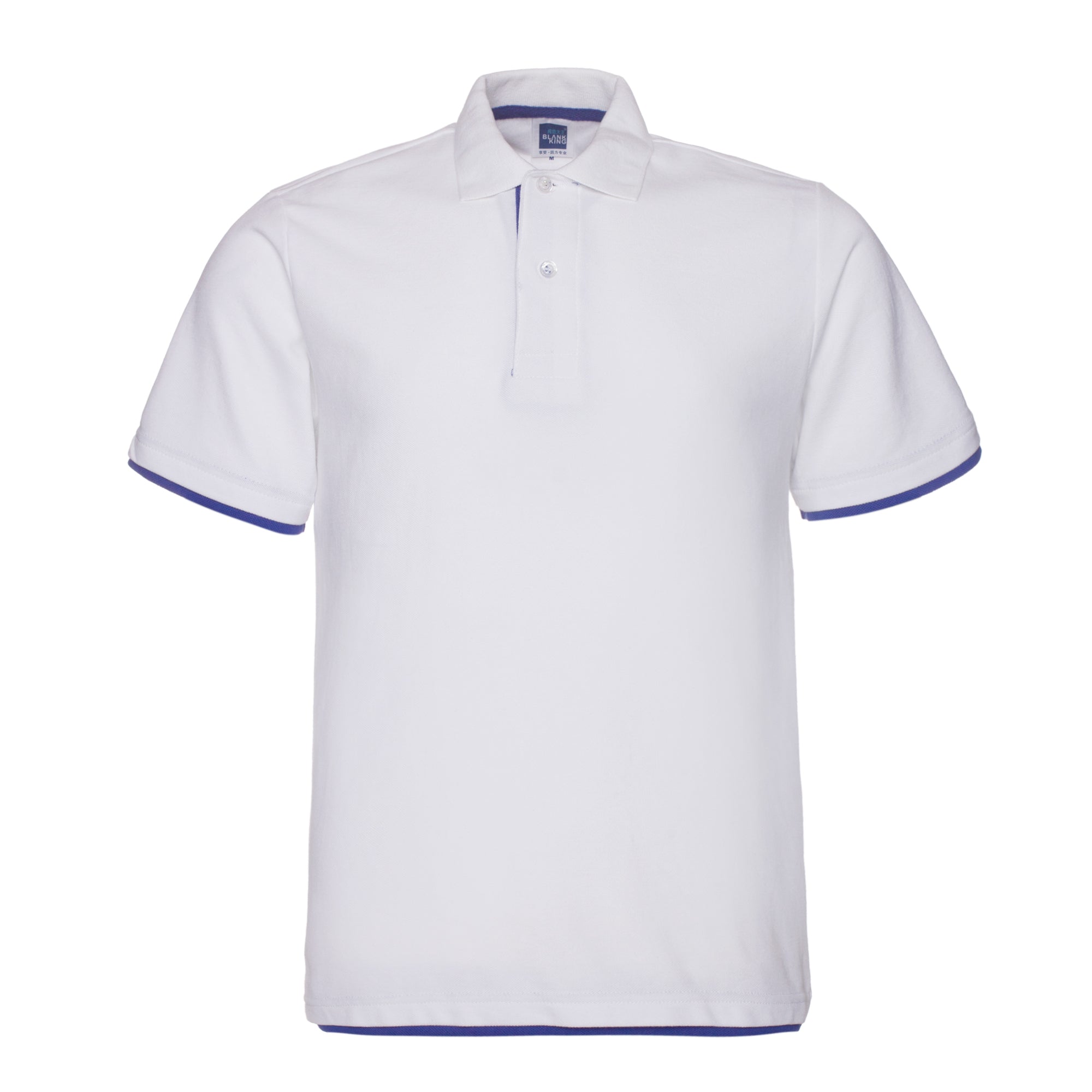 Polo QHA à manches courtes en coton piqué pour homme, blanc/bleu