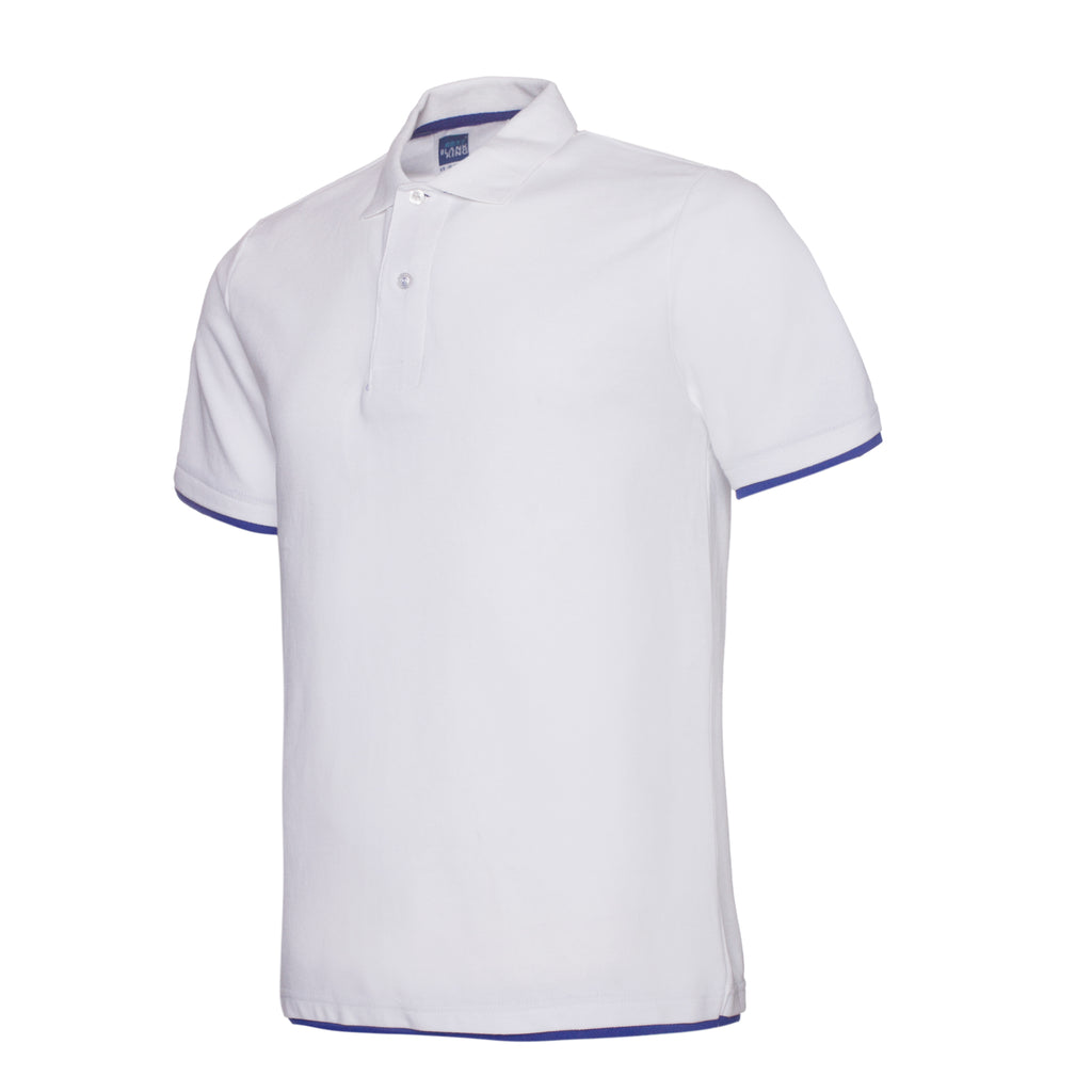 Polo QHA à manches courtes en coton piqué pour homme, blanc/bleu