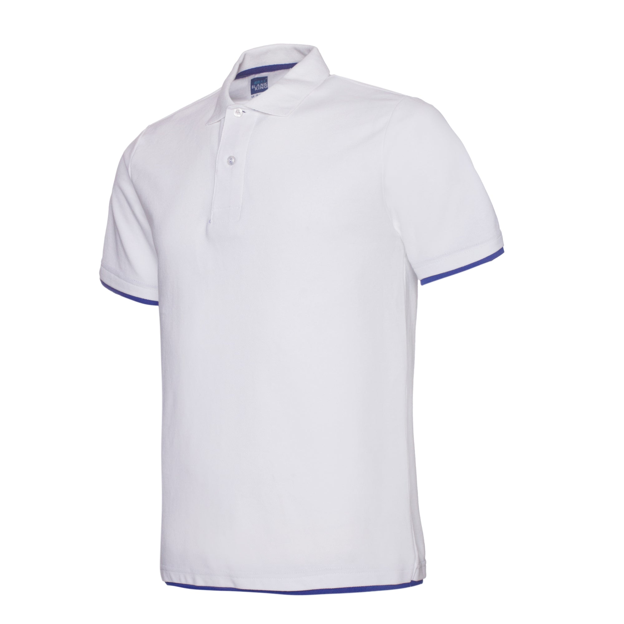 Polo QHA à manches courtes en coton piqué pour homme, blanc/bleu