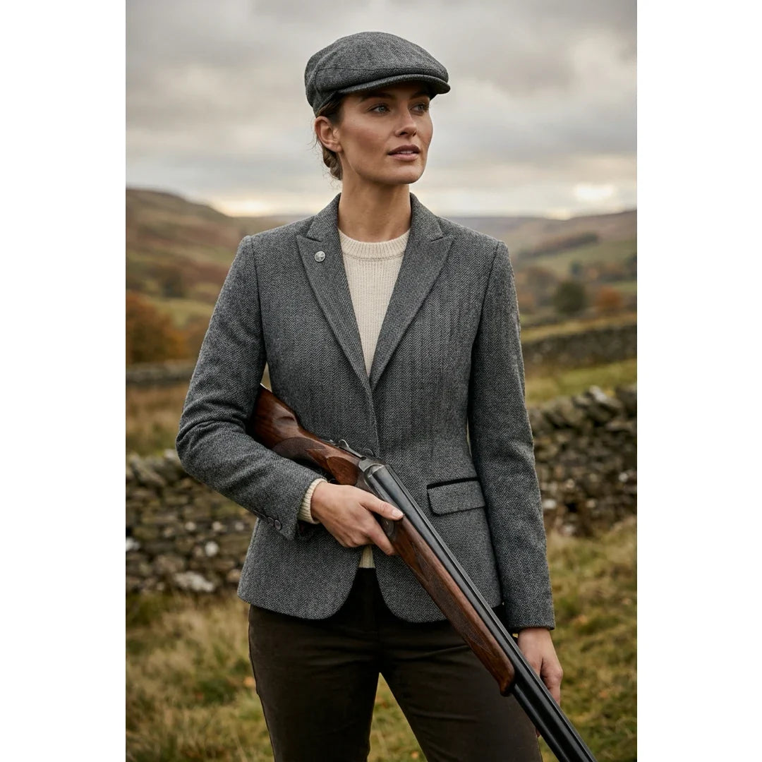 TruClothing Women's Grey Tweed Herringbone Blazer & Waistcoat | Office Suit Set