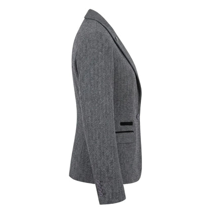 TruClothing Women's Grey Tweed Herringbone Blazer & Waistcoat | Office Suit Set