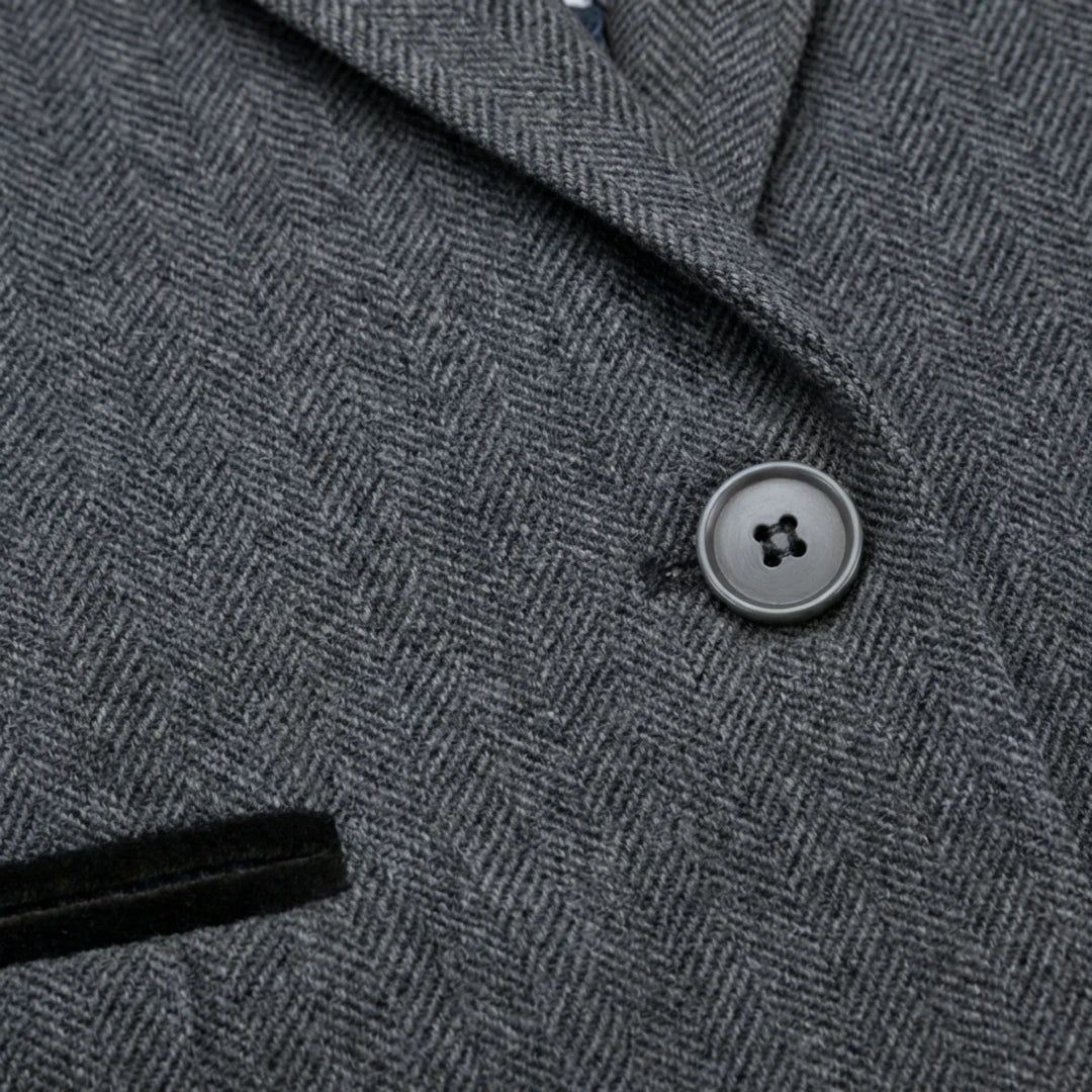 TruClothing Women's Grey Tweed Herringbone Blazer & Waistcoat | Office Suit Set