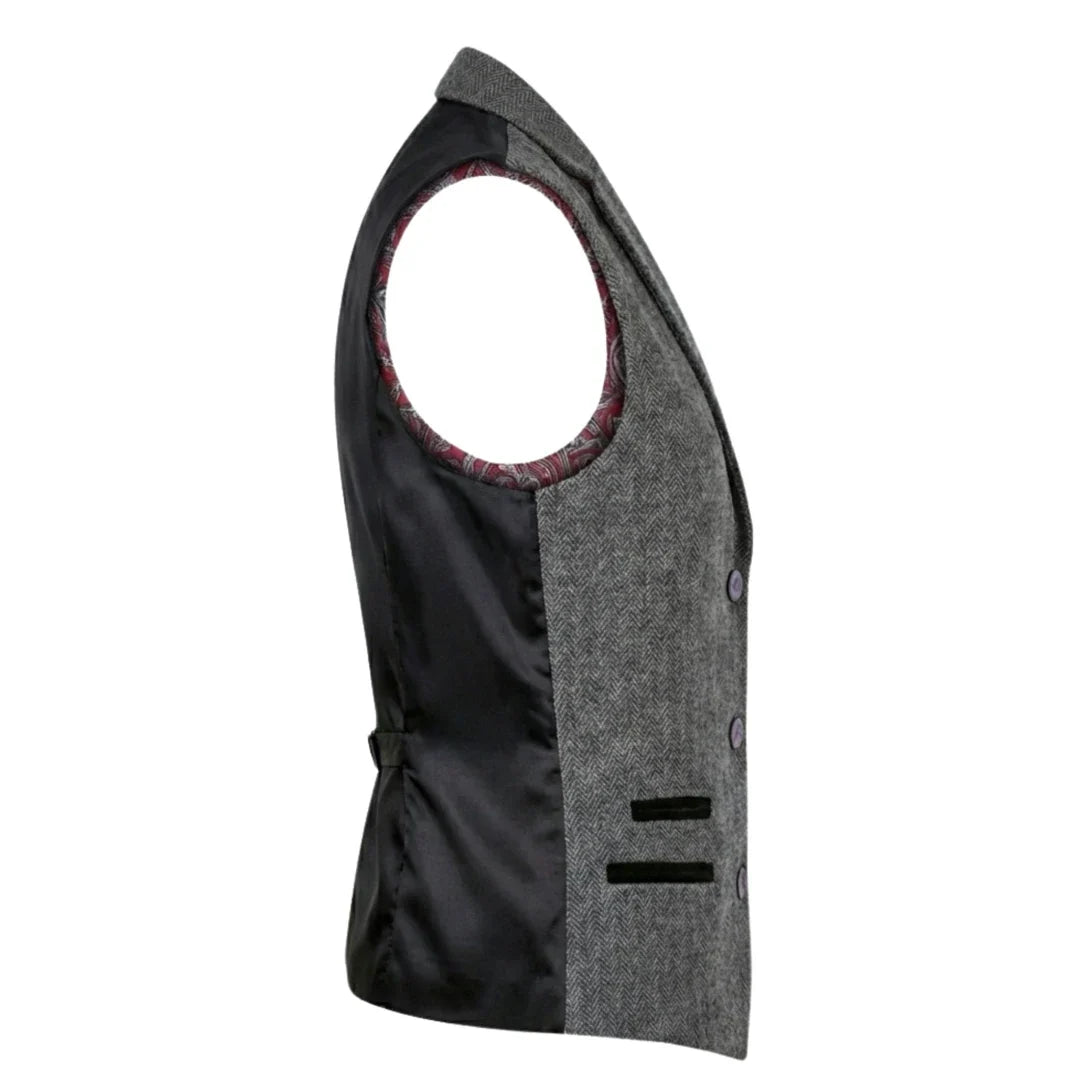 TruClothing Women's Grey Tweed Herringbone Blazer & Waistcoat | Office Suit Set
