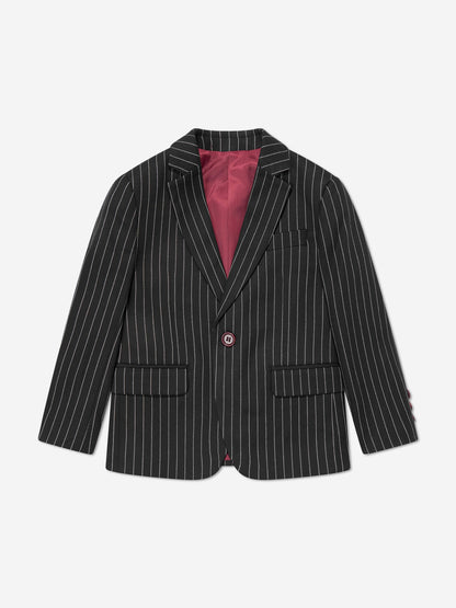 SUITLAB London Boys Black Striped 3 Piece Tuxedo Suit Set Ages 2–12 Yrs