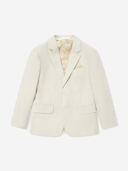 SUITLAB London Boys Beige 7 Piece Suit Set Patterned Lining Ages 2–14