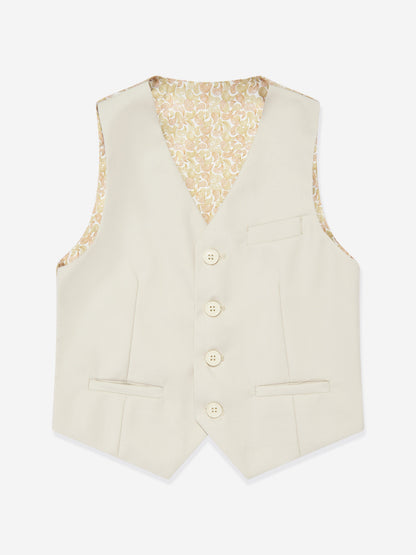 SUITLAB London Boys Beige 7 Piece Suit Set Patterned Lining Ages 2–14