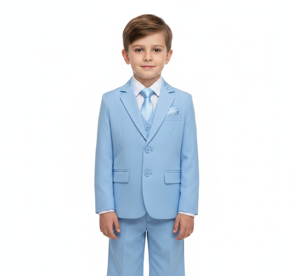 SUITLAB London Boys Sky Blue 7 Piece Suit Set Ages 2–14 Yrs
