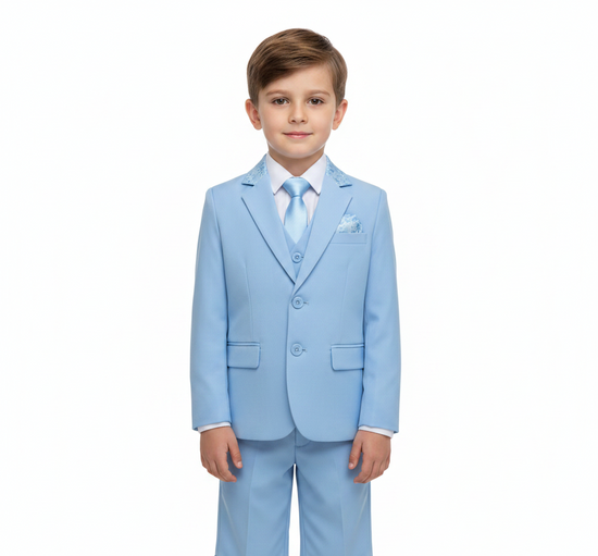 SUITLAB London Boys Sky Blue 7 Piece Suit Set Ages 2–14 Yrs