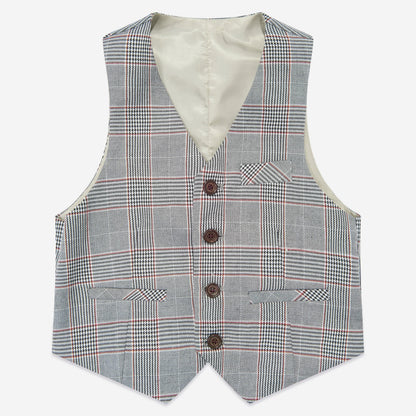 Plaid vest with buttons on a white background