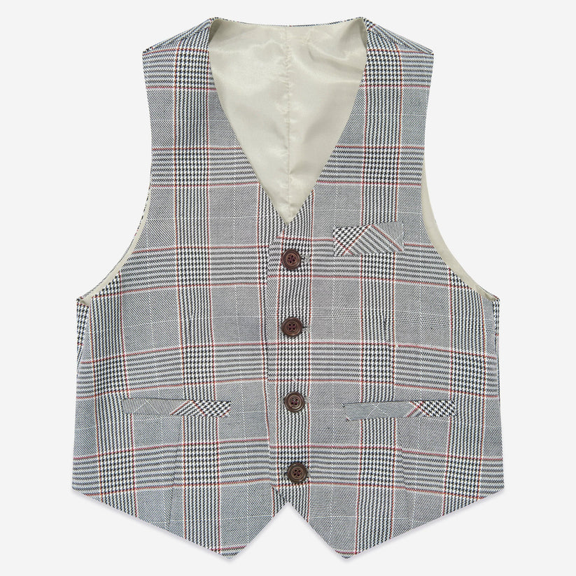 Plaid vest with buttons on a white background