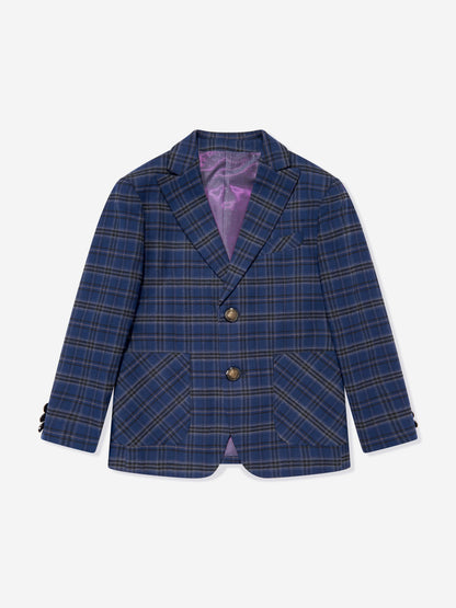 SUITLAB London Boys Navy Checked 3 Piece Suit Set Ages 2–12 Yrs