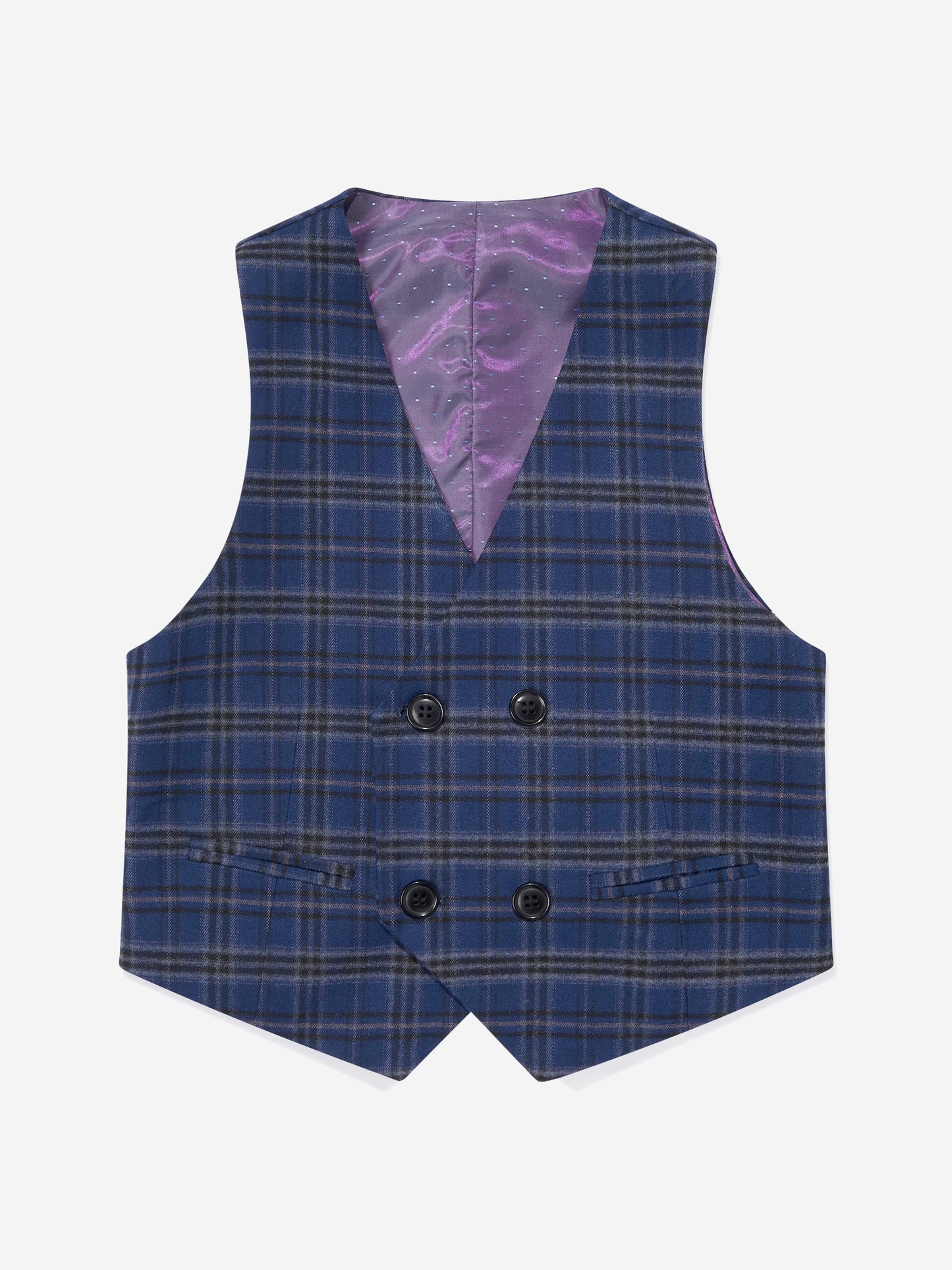 SUITLAB London Boys Navy Checked 3 Piece Suit Set Ages 2–12 Yrs