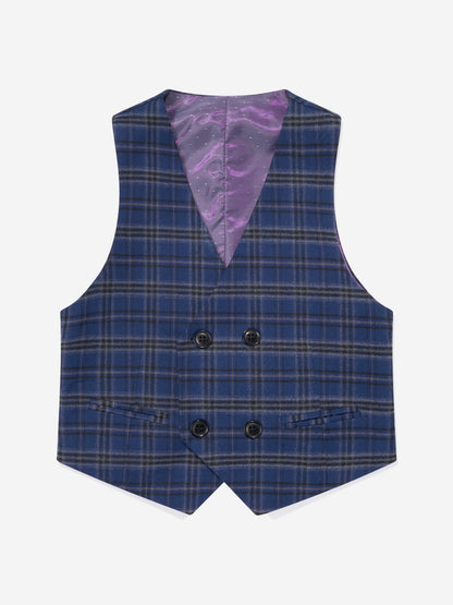 SUITLAB London Boys Navy Checked 3 Piece Suit Set Ages 2–12 Yrs