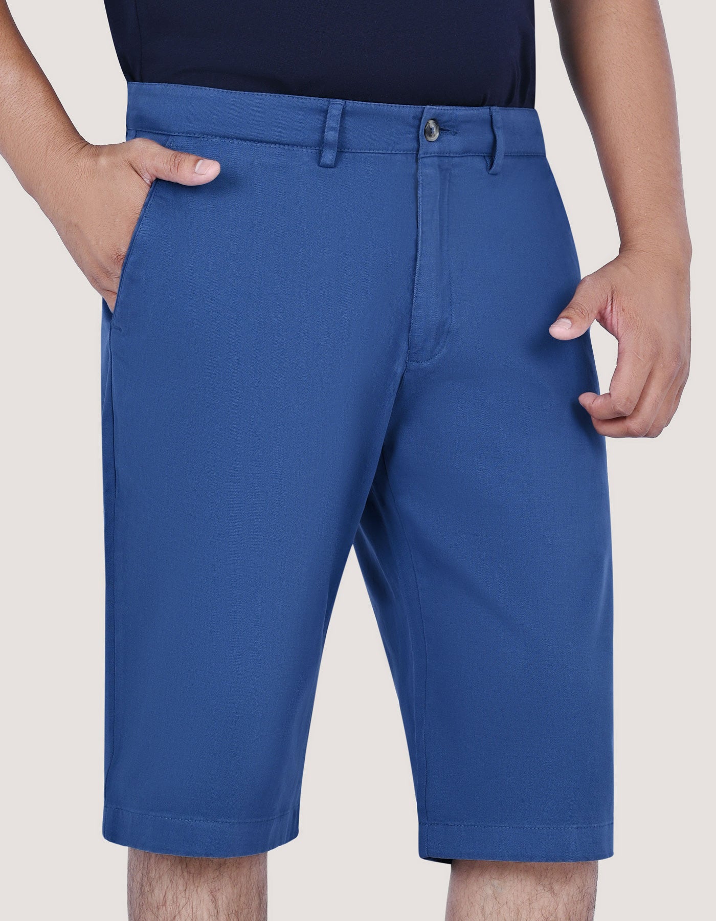 Medium Blue Cotton Blend Shorts