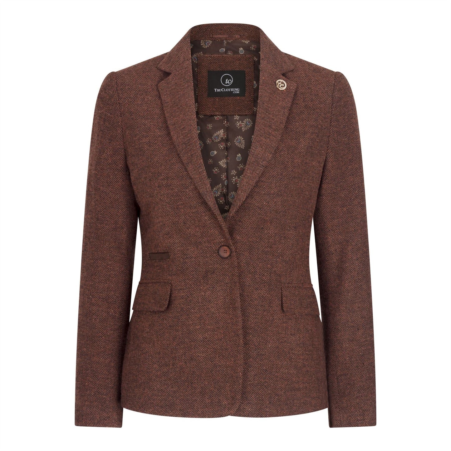 TruClothing Women's Tweed Suit – Blazer, Waistcoat & Trousers | Rust Brown