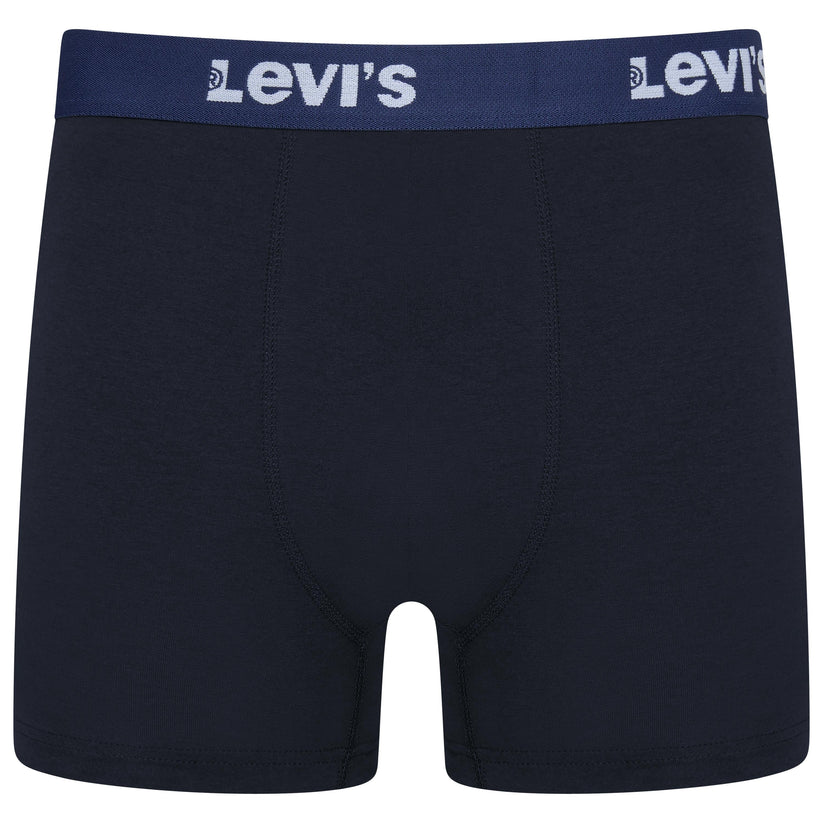 Levi's men's boxer briefs in dark navy blue with a navy waistband featuring the white Levi's logo.