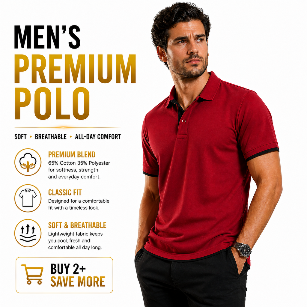 Mens Polo Shirt Cotton Blend Contrast Collar Short Sleeve Casual Work Top S-2XL