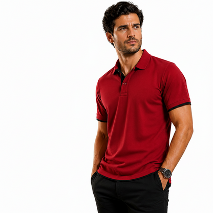 QHA Men's Unisex Piqué Polo Shirt Cotton Blend Contrast Collar 11 Colours S–2XL