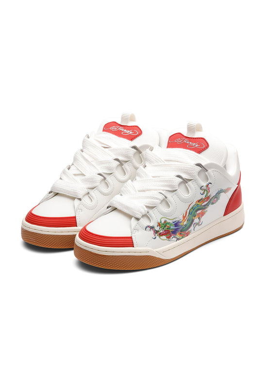 Mens Hardflip Low - Dragons - White/Red