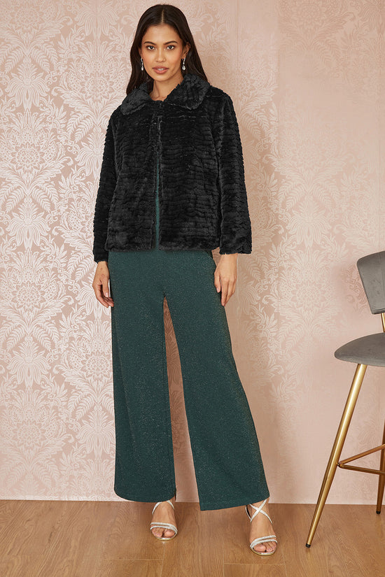 Yumi Black Faux Fur Short Jacket - QHA UK