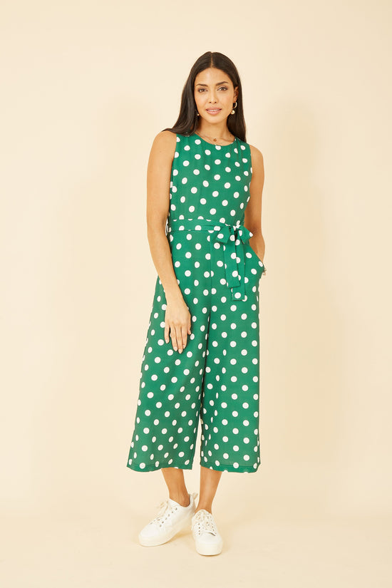 Yumi Green Polka Dot Culotte Jumpsuit - QHA UK