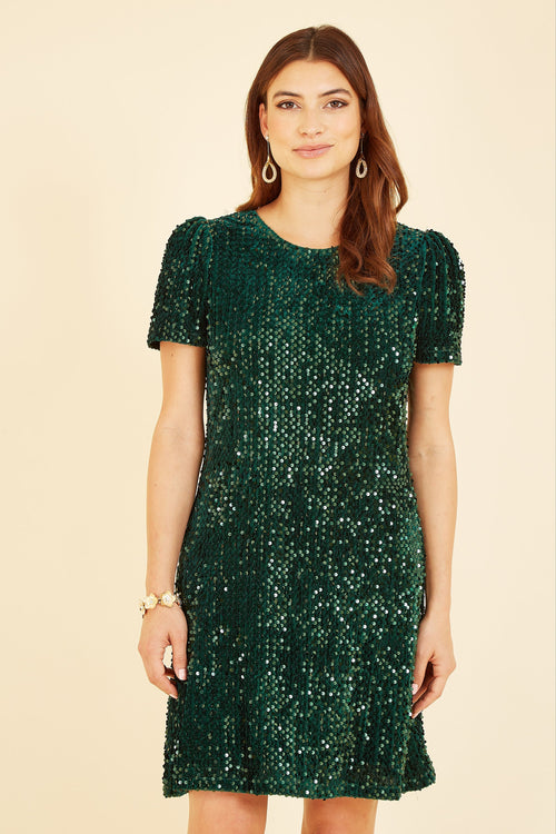 Mela Green Sequin Tunic Dress - QHA UK