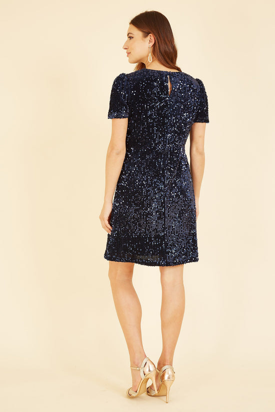 Yumi Navy Sequin Tunic Dress - QHA UK