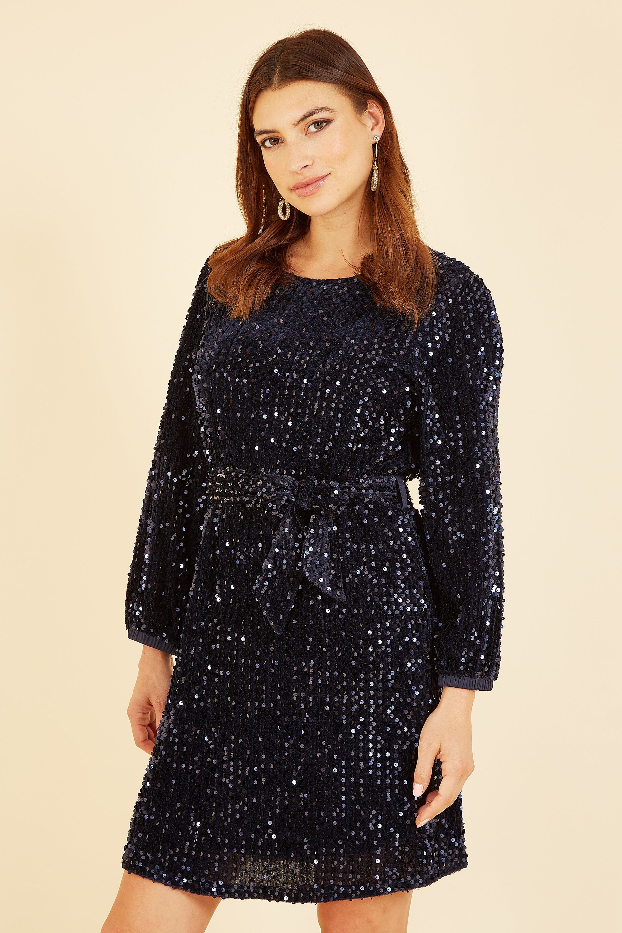 Mela Navy Sequin Smock Dress - QHA UK