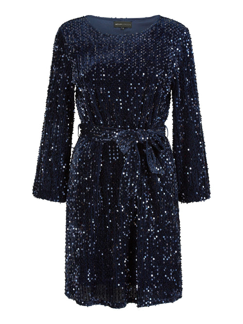 Mela Navy Sequin Smock Dress - QHA UK