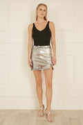Mela Silver Sequin Mini Skirt - QHA UK