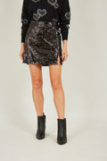 Yumi Black Sequin Mini Skirt - QHA UK