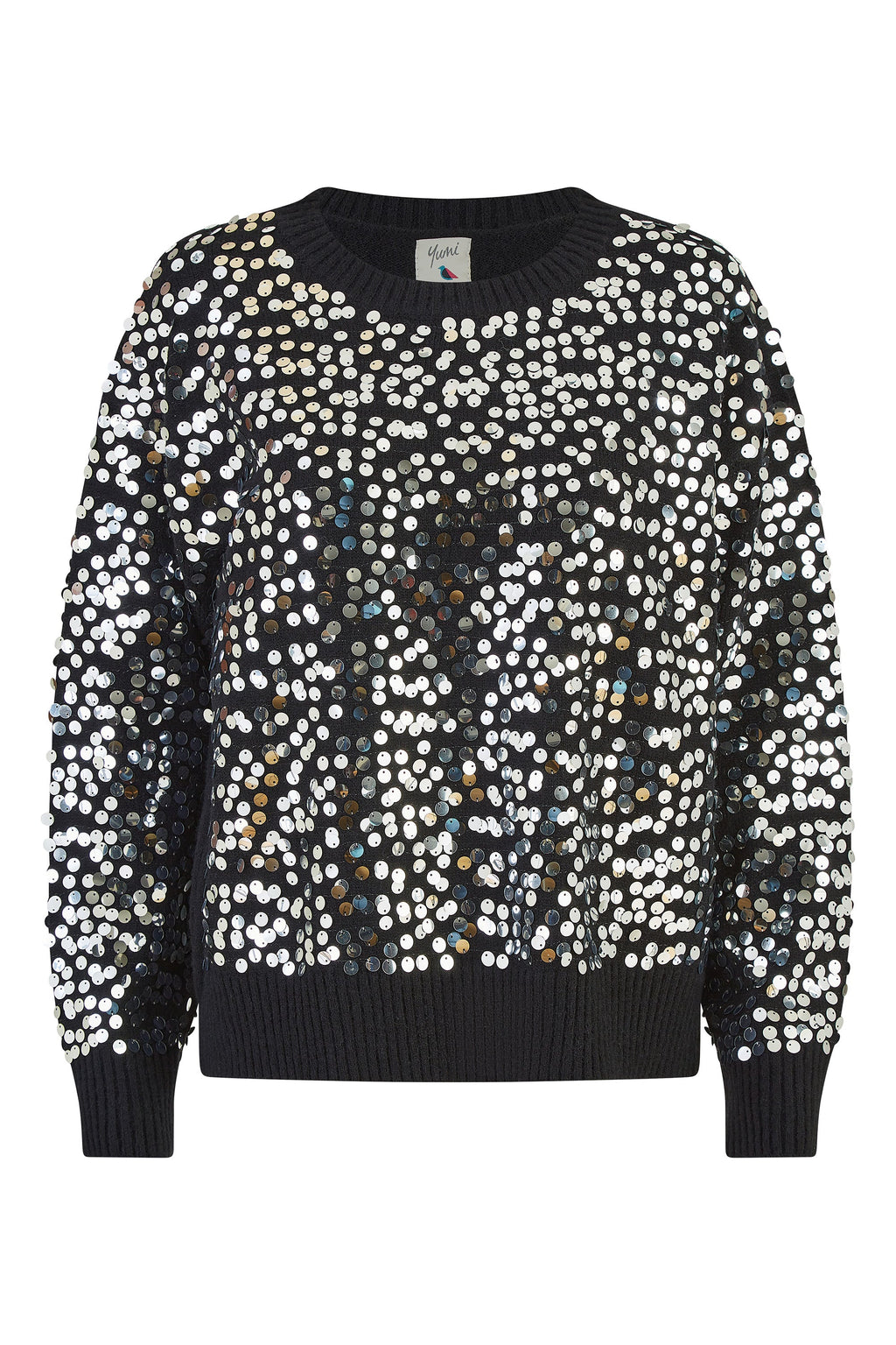 Mela Black All Over Sequin Relaxed Fit Jumper