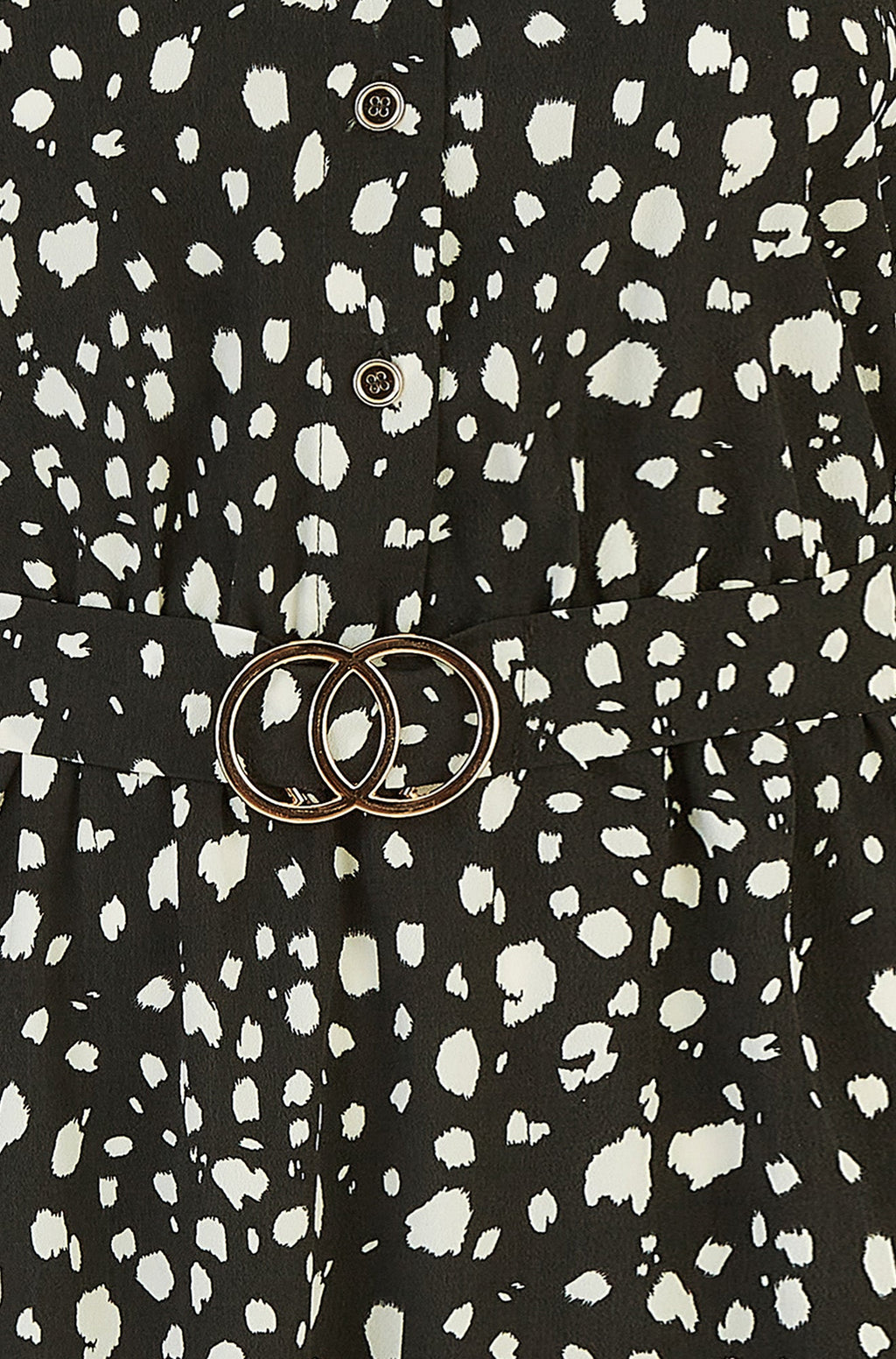 Mela Black Dash Print Skater Dress With Buckle - QHA UK