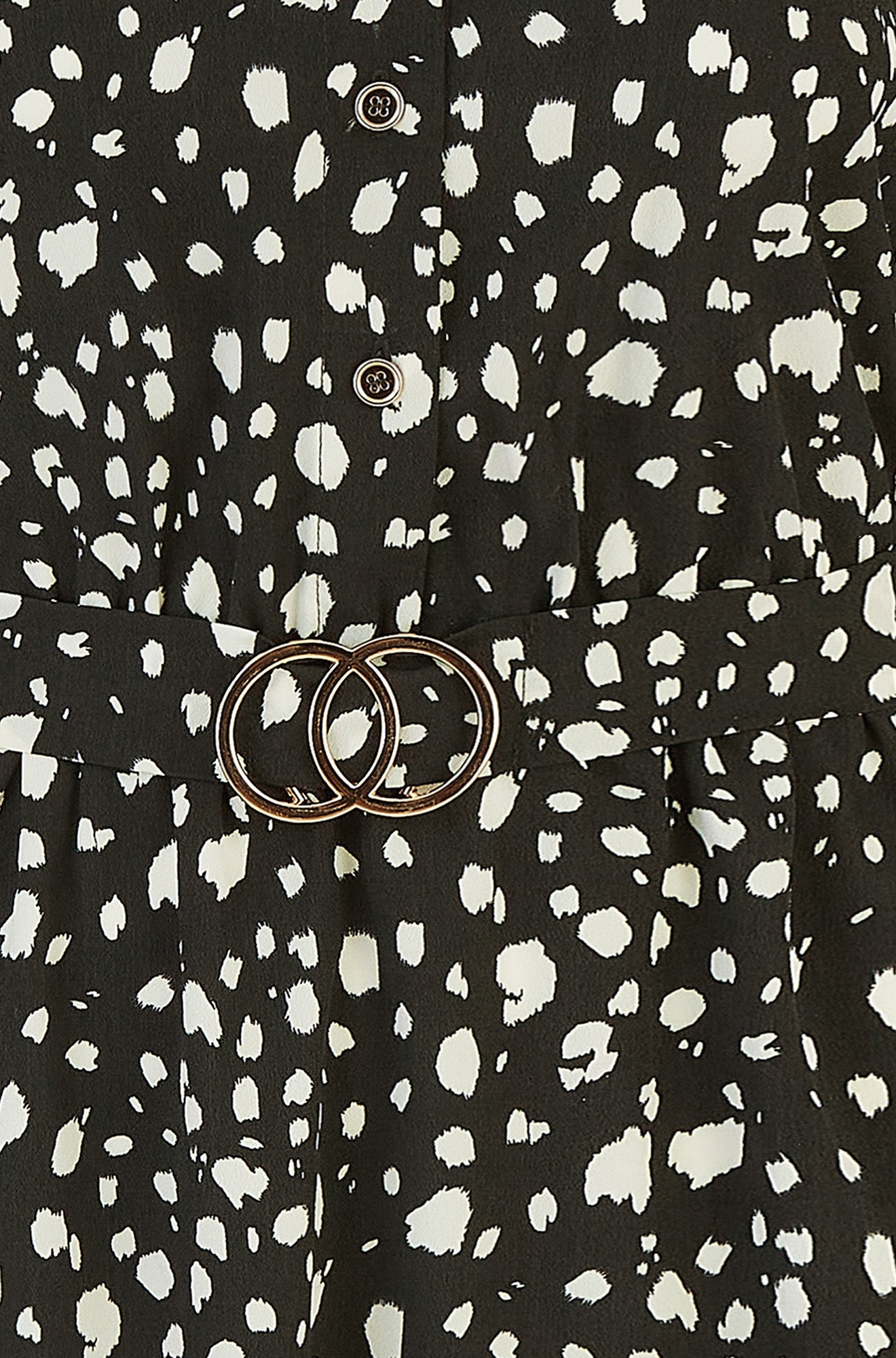 Mela Black Dash Print Skater Dress With Buckle - QHA UK