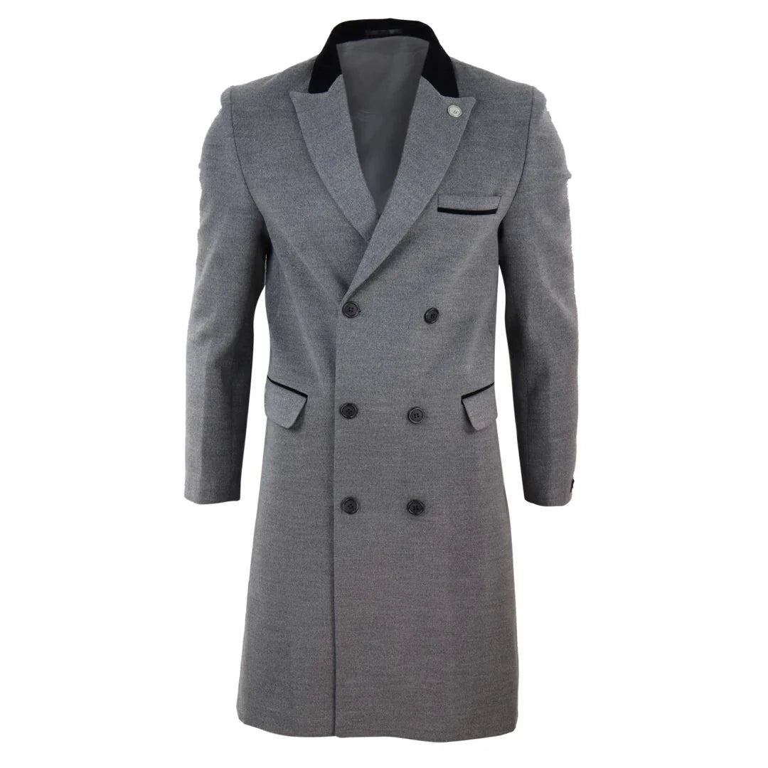 TruClothing Men's 3/4 Double Breasted Wool Overcoat Peaky Blinders