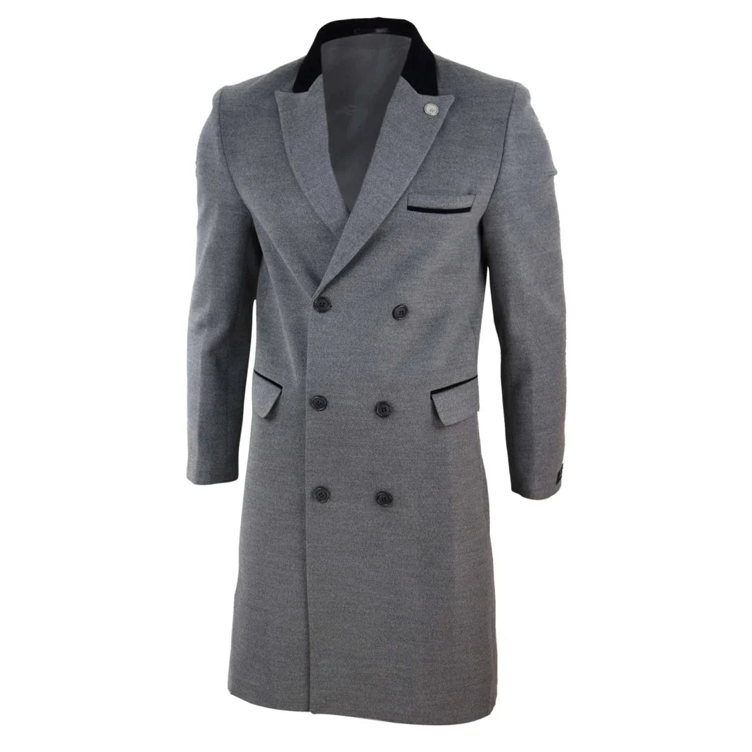 TruClothing Men's 3/4 Double Breasted Wool Overcoat Peaky Blinders