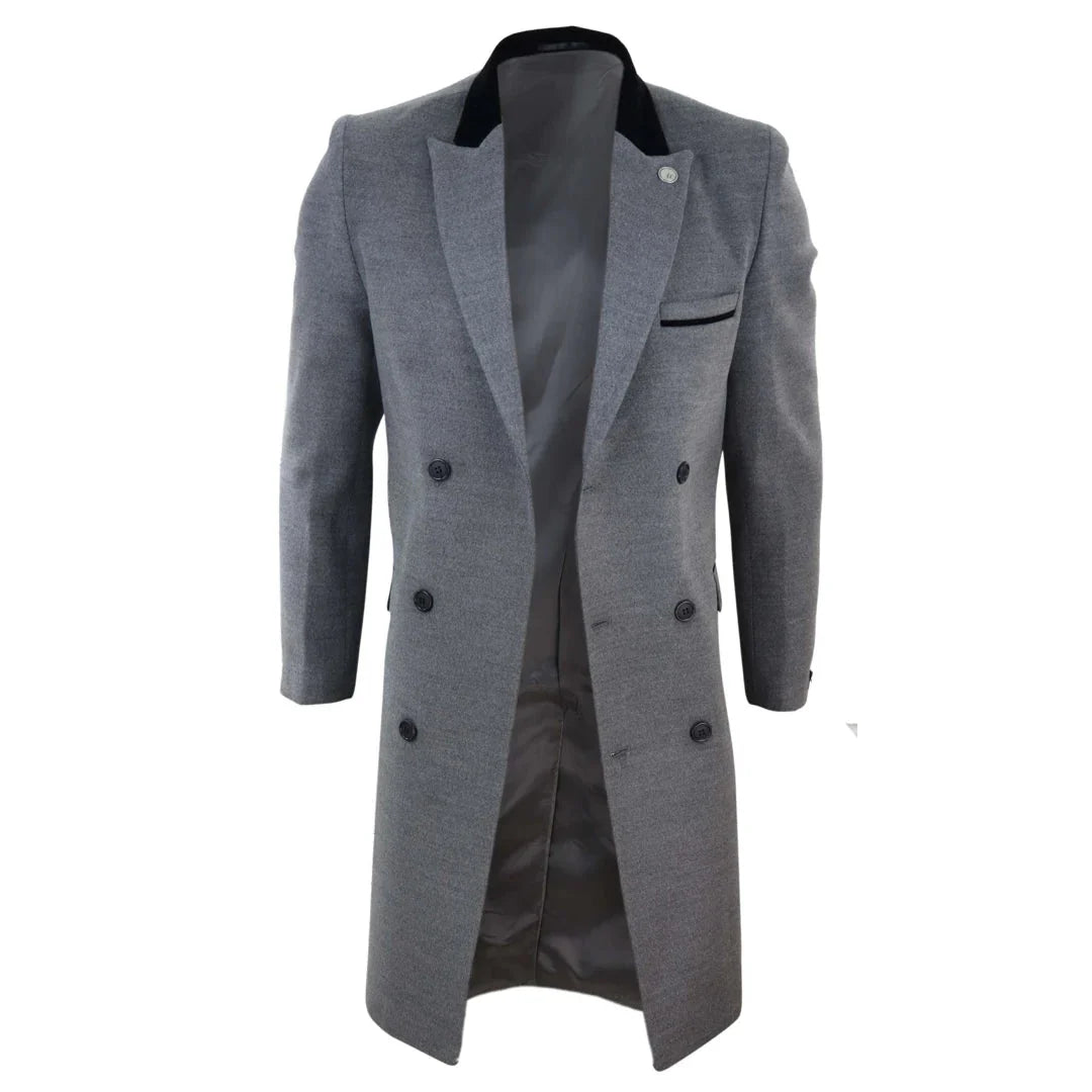 TruClothing Men's 3/4 Double Breasted Wool Overcoat Peaky Blinders