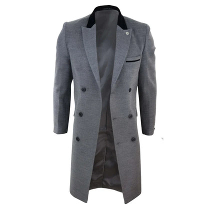 TruClothing Men's 3/4 Double Breasted Wool Overcoat Peaky Blinders