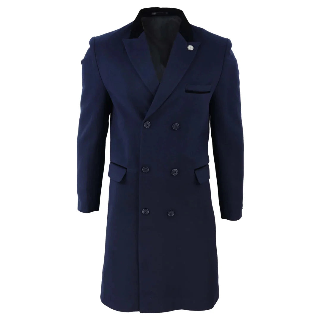 TruClothing Men's 3/4 Double Breasted Wool Overcoat Peaky Blinders