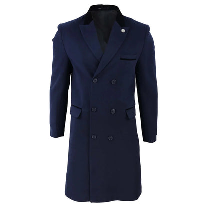 TruClothing Men's 3/4 Double Breasted Wool Overcoat Peaky Blinders