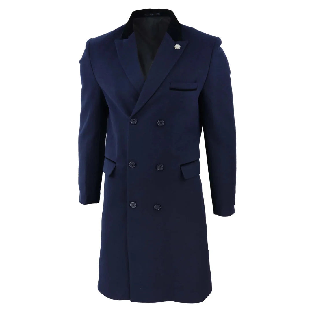 TruClothing Men's 3/4 Double Breasted Wool Overcoat Peaky Blinders