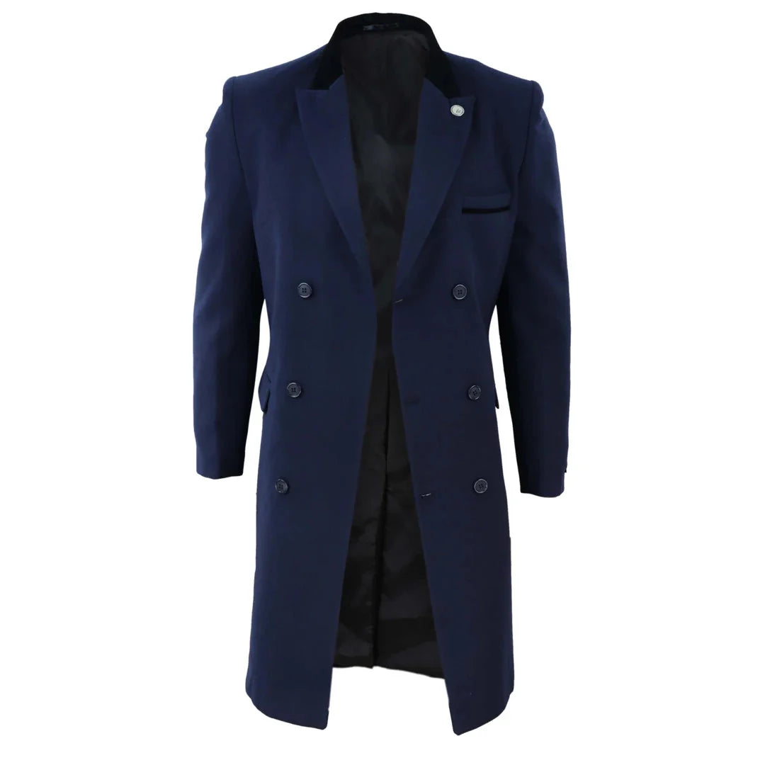 TruClothing Men's 3/4 Double Breasted Wool Overcoat Peaky Blinders