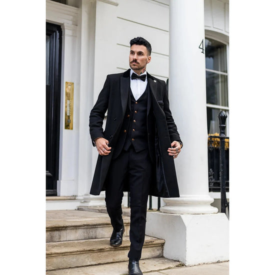 TruClothing Men's 3/4 Double Breasted Wool Overcoat Peaky Blinders