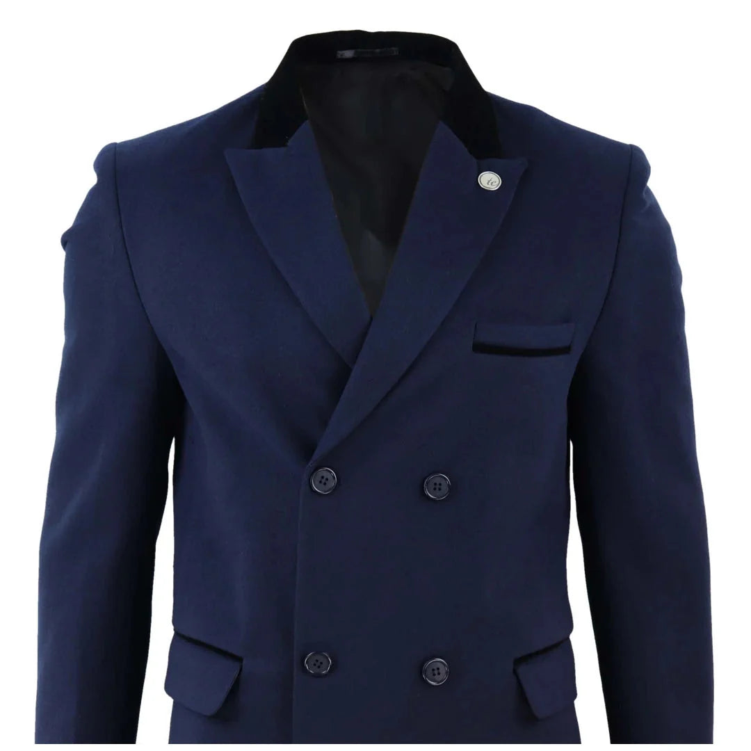 TruClothing Men's 3/4 Double Breasted Wool Overcoat Peaky Blinders